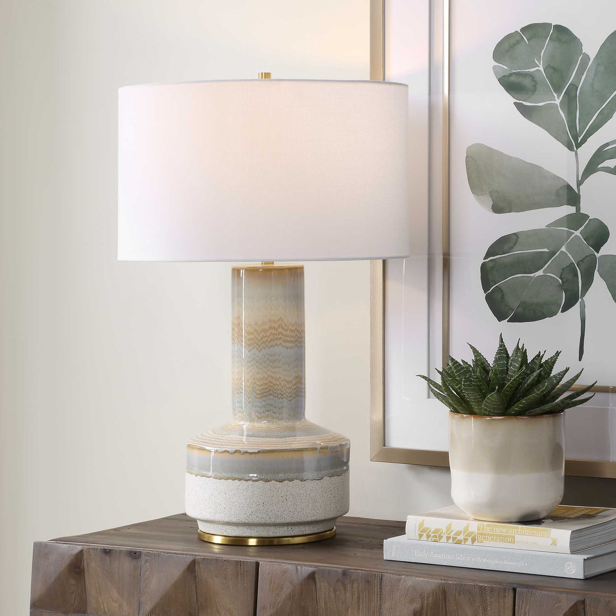 Armitage Textured Table Lamp Blue / Brown / Gray / White - Light Blue / White by Uttermost - View 2