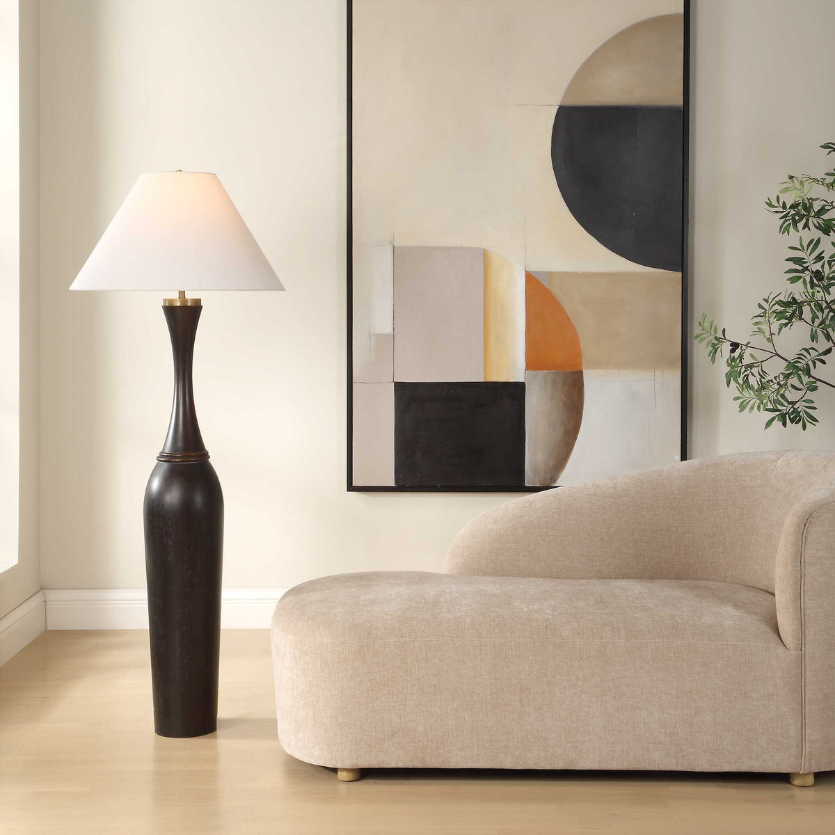 Pravin Floor Lamp Dark Wood - Black by Uttermost - View 2