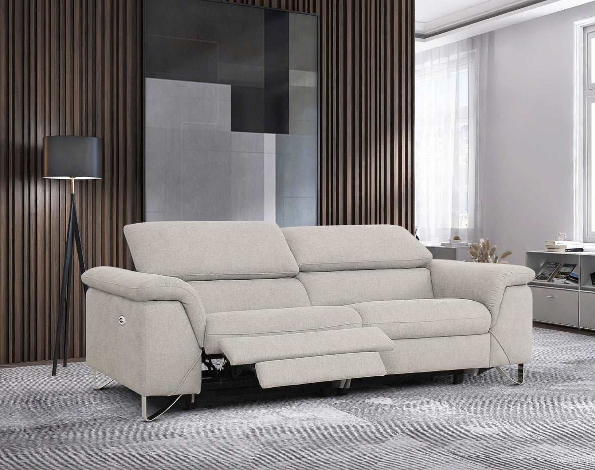 Divani Casa Maine - Modern Light Grey Fabric Sofa with 2 Electric Recliners - VGKN - E9105 - PP - Home Elegance USA - 1