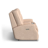 Devon Transitional Fabric Power Reclining Loveseat With Console & Power Headrests | Flexsteel