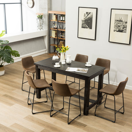Bronco Antique Wood Finished Counter Height Dining Set: Table and Six Brown Chairs - sold by Home Elegance USA