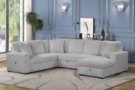 Grande Modern Style Sectional Sofa with USB-C, Sleeper Function & Storage Made with wood in Gray(CA INVENTORY) - sold by Home Elegance USA