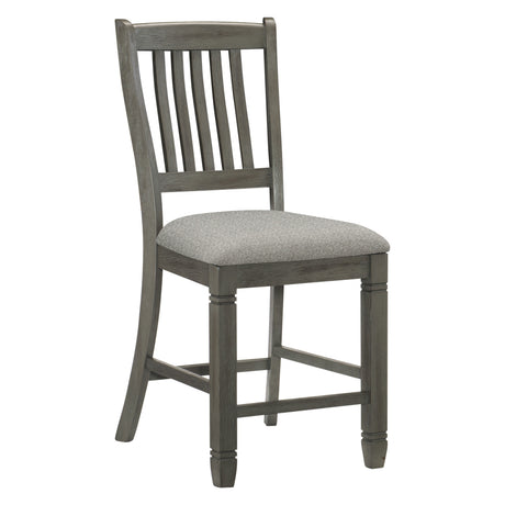Antique Gray Dining Furniture Counter Height Table w Drawers Wine Rack Shelf and 4x Counter Height Chairs 5pc Dining Set Classic Style - sold by Home Elegance USA