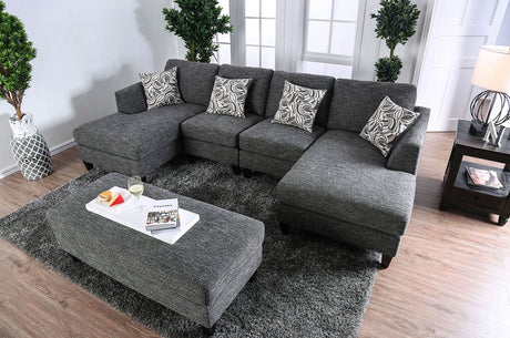 Gray Chenille 5pc Sectional Set Living Room Furniture Pillows Armless Chair Ottoman Chaise Plush Couch Sectionals - sold by Home Elegance USA