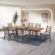 Walnut Finish 7pc Dining Set Extendable Dining Table and 6x Chairs Dark Gray Modern Kitchen Dining Wooden Furniture - sold by Home Elegance USA