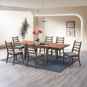 Walnut Finish 7pc Dining Set Extendable Dining Table and 6x Chairs Dark Gray Modern Kitchen Dining Wooden Furniture - sold by Home Elegance USA