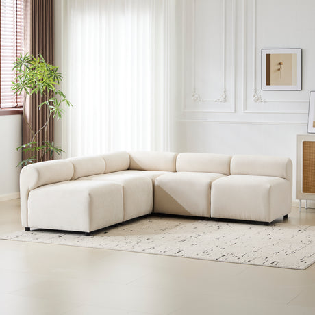 Evelyn 83 in.5-Piece V Shaped Modular Free Combination Sectional Chenille Sofa Couch for Living Rooms - sold by Home Elegance USA