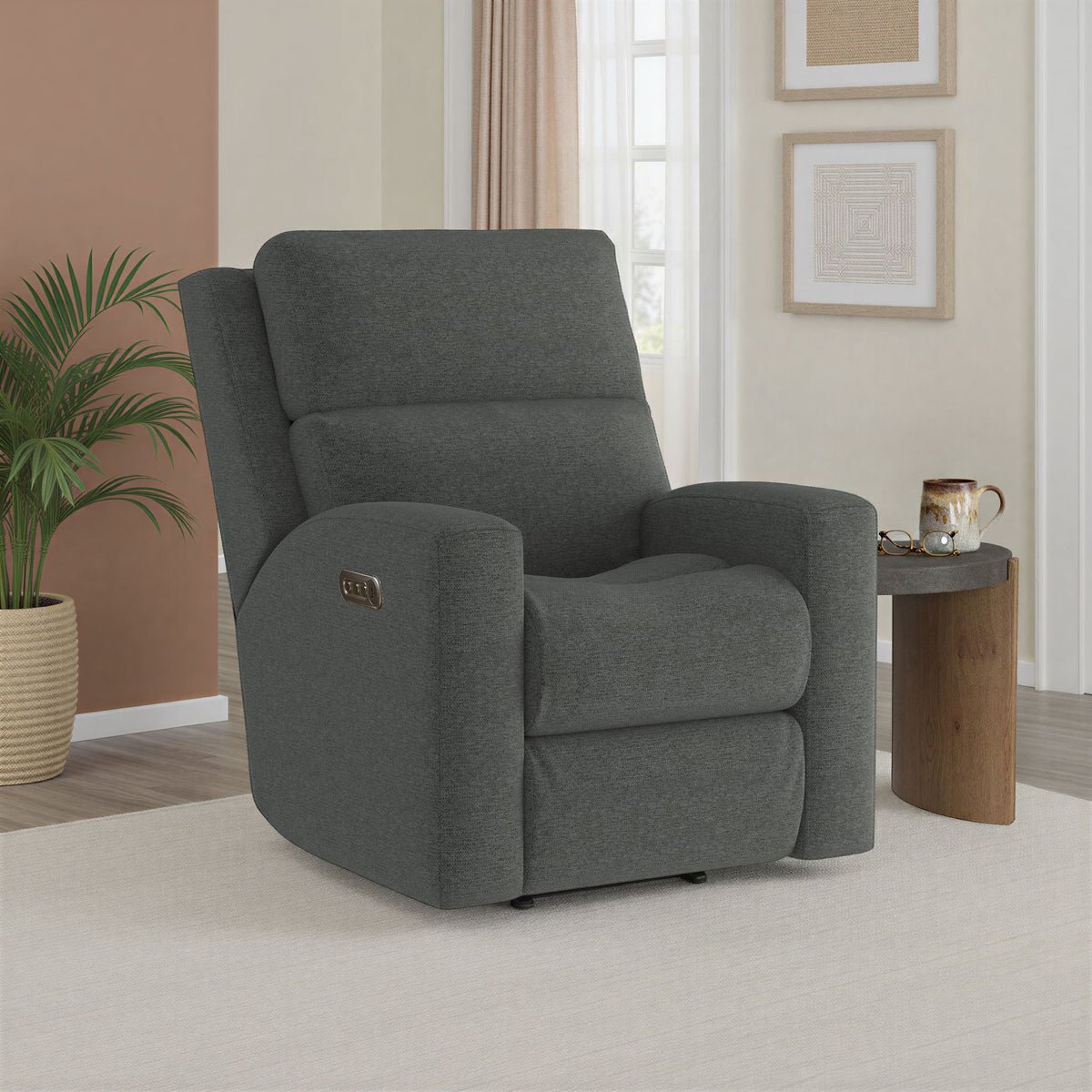 Score Transitional Fabric Power Recliner With Power Headrest & Lumbar | Flexsteel