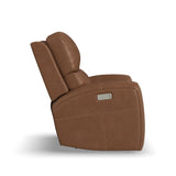 Linden Power Swivel Gliding Recliner With Power Headrest, Lumbar, Heat & Massage - Caramel | Flexsteel