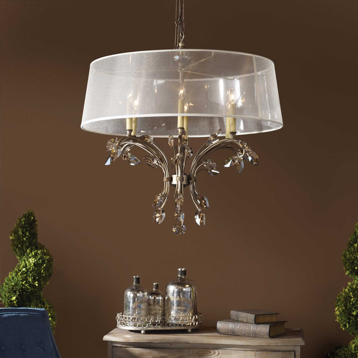 Alenya 6 Light Shade Chandelier - Gold / White by Uttermost - View 4