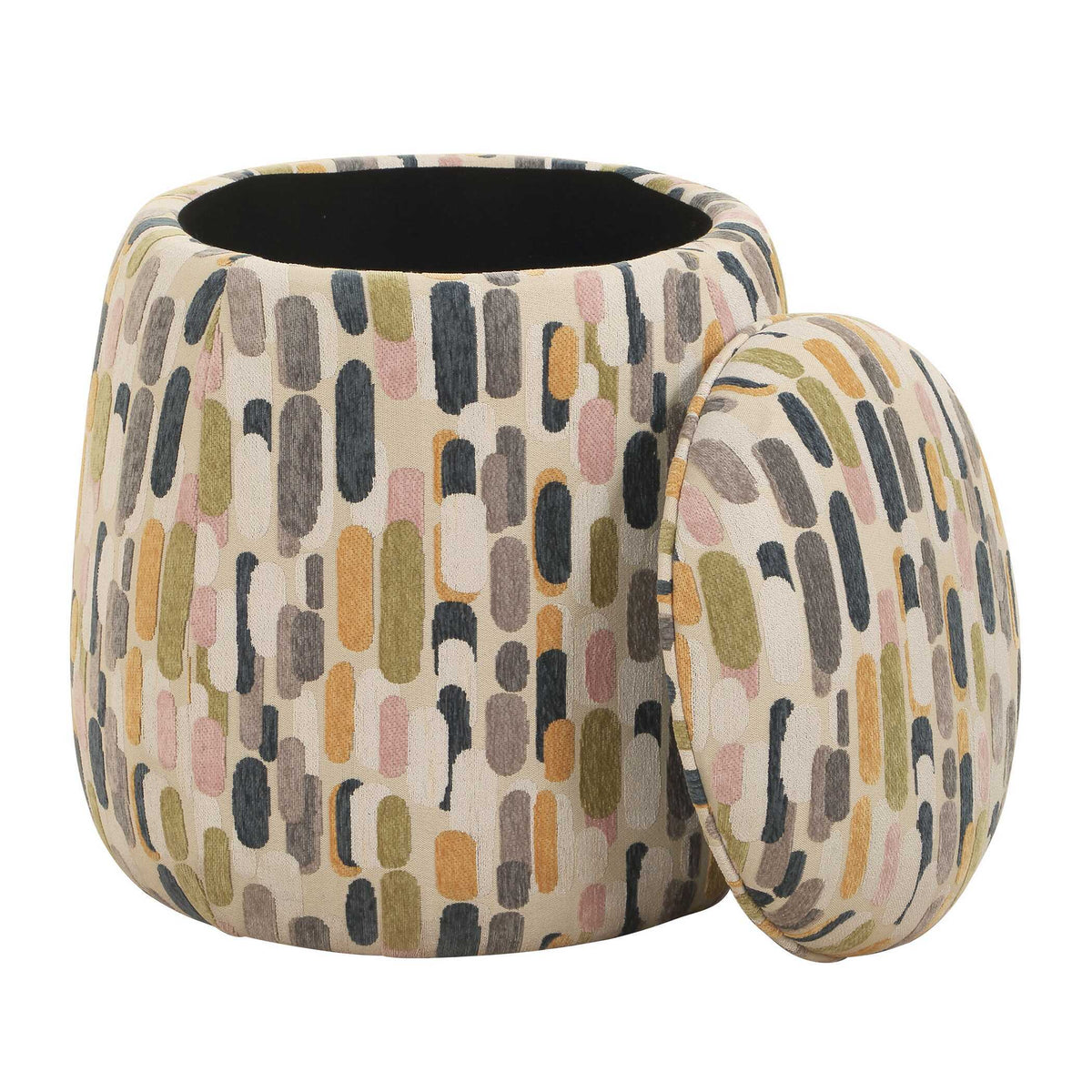 Arem Upholstered Multi-Color Ottoman Gray / Pink / White / Yellow - Gray / Beige by Uttermost - View 4