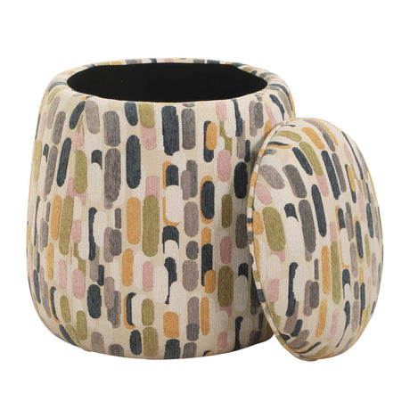 Arem Upholstered Multi-Color Ottoman Gray / Pink / White / Yellow - Gray / Beige by Uttermost - View 4