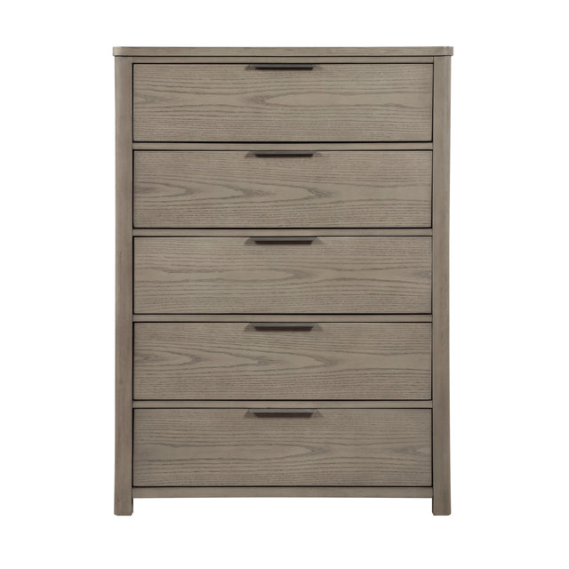 Contemporary Light Gray Finish Storage Chest of 5-Drawers Dovetail Bedroom Furniture 1pc Durable Wood