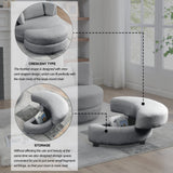 39"W Oversized Swivel Chair with moon storage ottoman for Living Room, Modern Accent Round Loveseat Circle Swivel Barrel Chairs for Bedroom Cuddle Sofa Chair Lounger Armchair, 4 Pillows, Teddy Fabric - W83489913 - image - 14