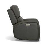 Linden Power Recliner With Power Headrest & Lumbar - Charcoal | Flexsteel