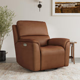 Henry Power Swivel Gliding Recliner With Power Headrest, Lumbar, Heat & Massage - Caramel | Flexsteel
