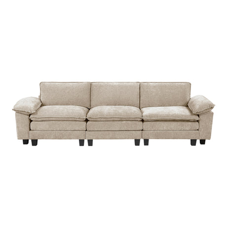 Modern Style Sofa Plush Comfort Taupe Chenille Fabric Upholstery Contemporary Living Room Furniture 1pc Durable Plywood