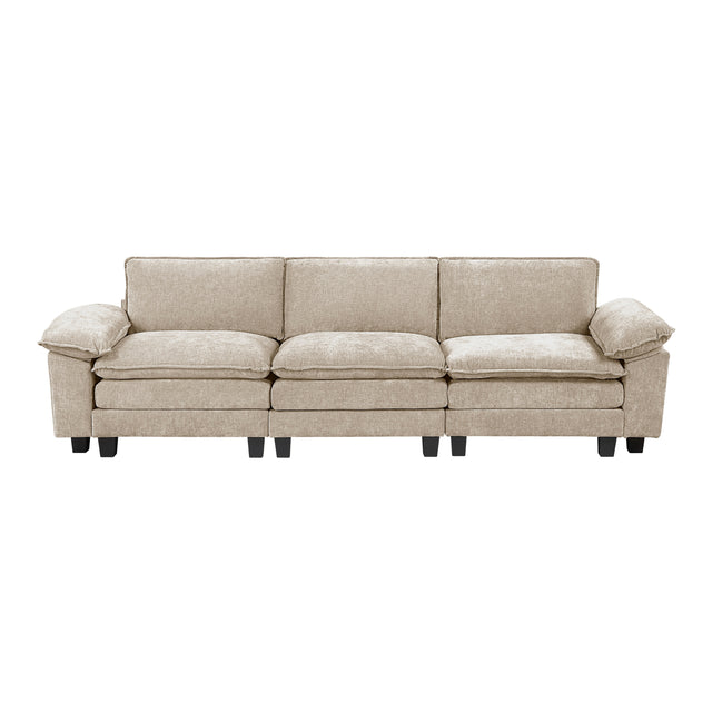 Modern Style Sofa Plush Comfort Taupe Chenille Fabric Upholstery Contemporary Living Room Furniture 1pc Durable Plywood