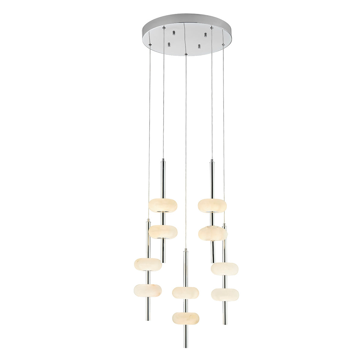 Spanish Alabaster Round Chandelier // Chrome  | Finesse - Home Elegance USA