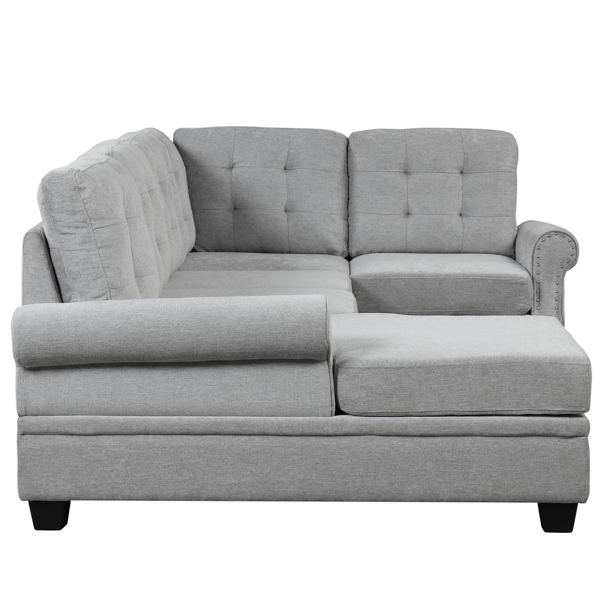 120" Modern U - Shaped Corner Sectional Sofa Upholstered Linen Fabric Sofa Couch for Living Room, Bedroom, Gray - SG001070AAE - image - 11