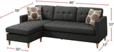 Black Polyfiber Sectional Sofa Living Room Furniture Reversible Chaise Couch Pillows Tufted Back Modular Sectionals | Home Elegance USA