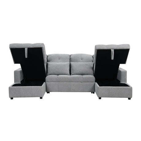 Versatile Oversized U-shaped Sectional Sofa Bed with Storage Chaise Lounges and USB Ports, Gray Chenille, 110.2' - sold by Home Elegance USA