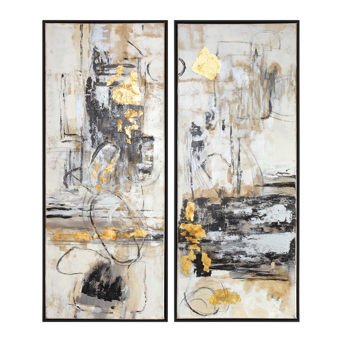Life Scenes Abstract Art (Set of 2) - Beige / Yellow by Uttermost - View 1