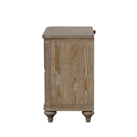Rustic Oak 3pc Queen Size Bed 2x Nightstands w USB Solid wood Unique Legs Bedroom Furniture Traditional Look Upholstered Bedframe - sold by Home Elegance USA