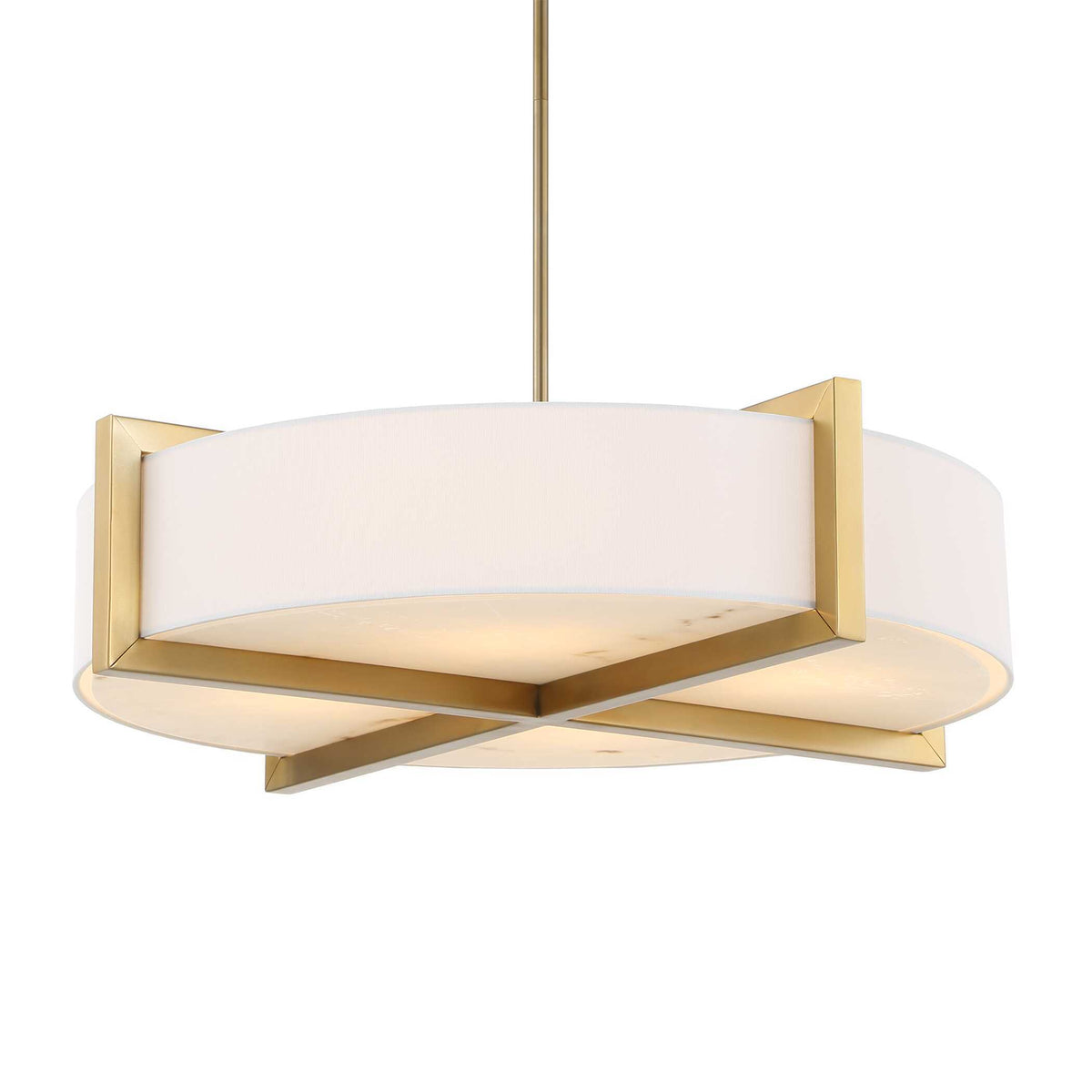 Cresson 4 Light Drum Pendant White / Gold - Gold / White by Uttermost - View 4