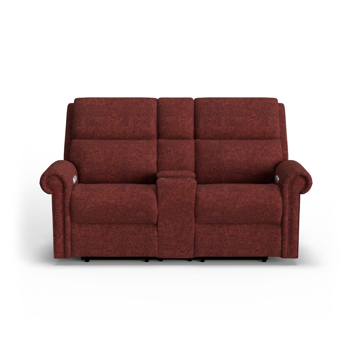 Bernard Power Fabric Reclining Loveseat With Console, Power Headrest, & Lumbar | Flexsteel