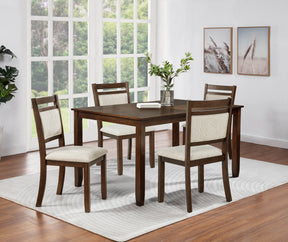 5pc Traditional Wooden Dining Set Rectangular Wooden Table Curve Back Upholstered Chairs Dining Room Furniture Brown - sold by Home Elegance USA