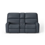 Rio Transitional Leather Power Reclining Loveseat With Console | Flexsteel
