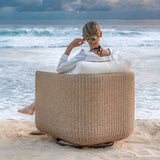 Santorini Outdoor Swivel Lounge Chair - Light Brown / White by Uttermost - View 13