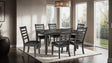 Simple Classic Dark Gray 7pc Dining Set Faux Marble Top Dining Table 6xSide Chairs Leatherette Seats Dining Room Furniture - sold by Home Elegance USA