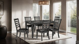Simple Classic Dark Gray 7pc Dining Set Faux Marble Top Dining Table 6xSide Chairs Leatherette Seats Dining Room Furniture