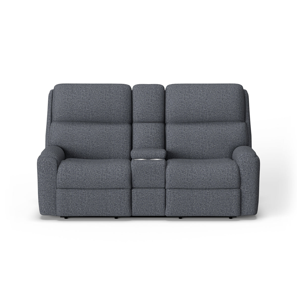 Rio Transitional Fabric Reclining Loveseat With Console | Flexsteel