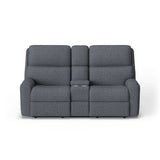 Rio Transitional Fabric Reclining Loveseat With Console | Flexsteel