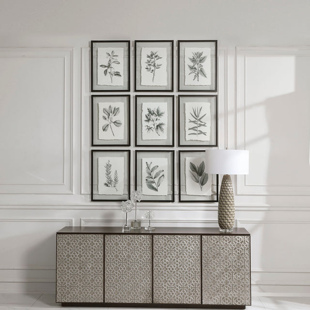 Farmhouse Florals Framed Prints (Set of 9) - Black / White by Uttermost - View 2