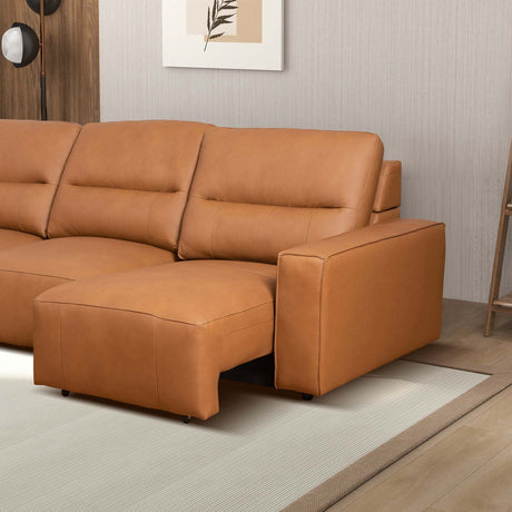 Grant Triple PWR Convertible Sofa - Cognac Leather - sold by Home Elegance USA