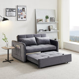 55.5" Twins Pull Out Sofa Bed Grey Velvet - W1097104077 - image - 7