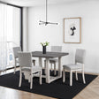 Transitional Style 5pc Dining Set Gray Upholstered Fabric Chairs Dining Table Trestle Base Table 4x Side Chairs Dining Room - sold by Home Elegance USA