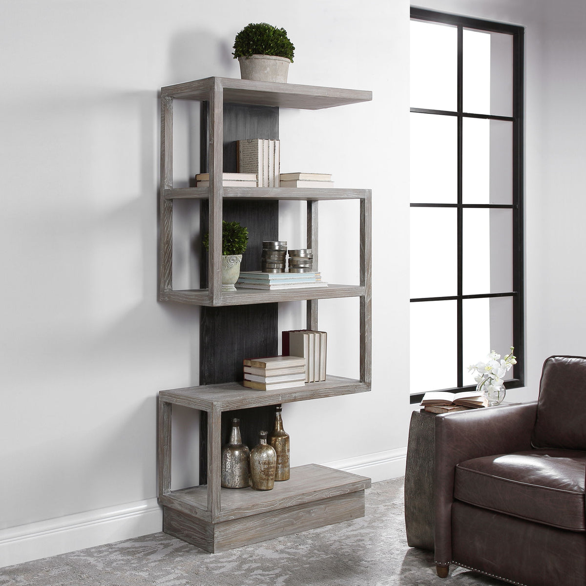 Nicasia Modern Etagere - Silver / Dark Gray by Uttermost - View 4