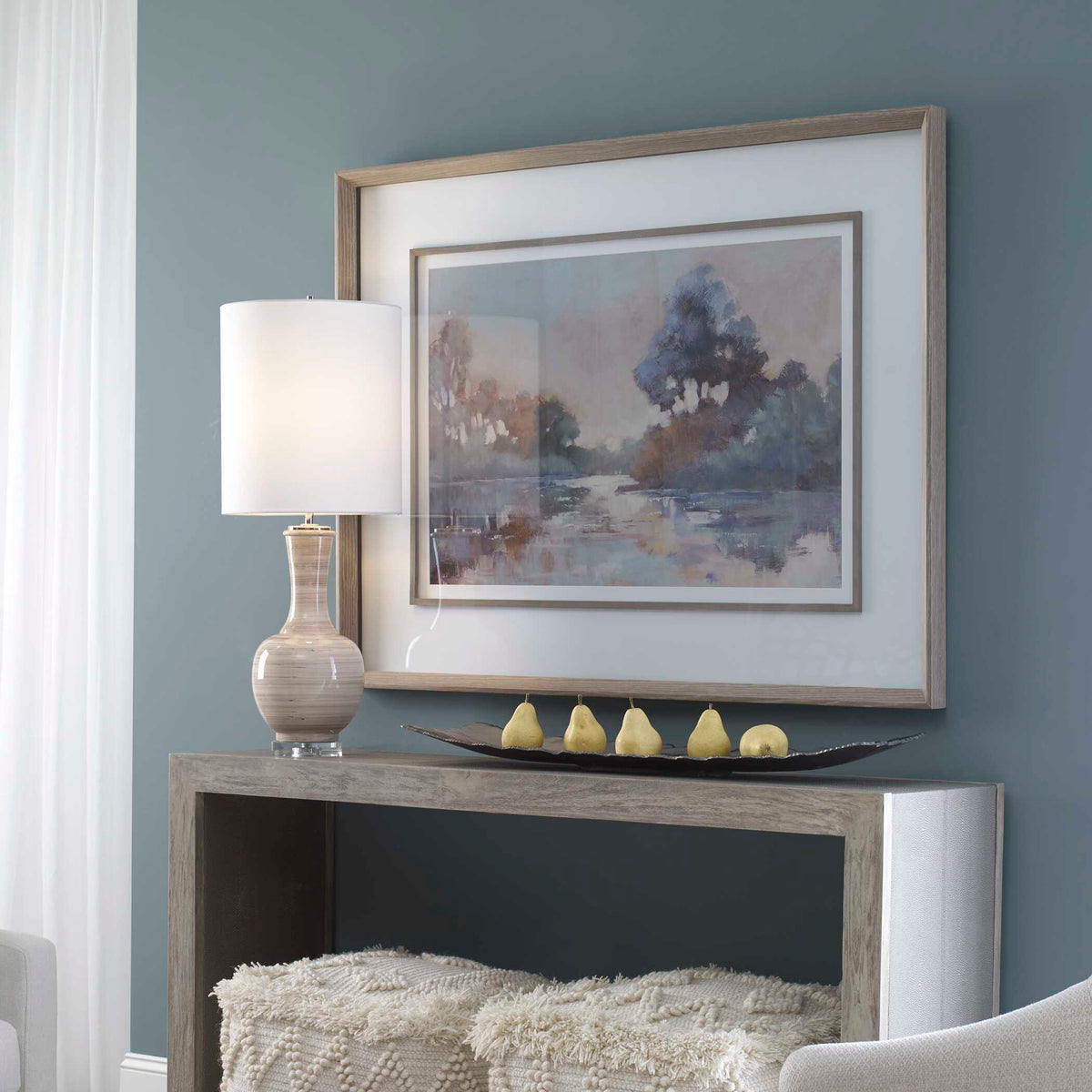 Morning Lake Watercolor Framed Print - Blue by Uttermost - View 3