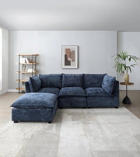 Modern Sectional Sofa,L-Shape Linen Fabric Corner Couch Set with Convertible Ottoman for Living Room, Apartment, Office,Blue,3 Colors - sold by Home Elegance USA