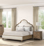 Rustic Oak 3pc Eastern King Size Bed 2x Nightstands w USB Solid wood Unique Legs Bedroom Furniture Traditional Look Upholstered Bedframe - sold by Home Elegance USA