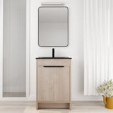 24 Inch Freestanding Bathroom Vanity with Black Ceramic Sink & 2 Soft - Close Cabinet Doors (BVB02424PLO - G - BL9060BK),W1286S00016 - W999S00078 - image - 5