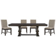 5pc Dining Set Traditional Style Dining Table Double Pedestal Base and Upholstered Beige Side Chairs Dining Wooden Furniture - sold by Home Elegance USA