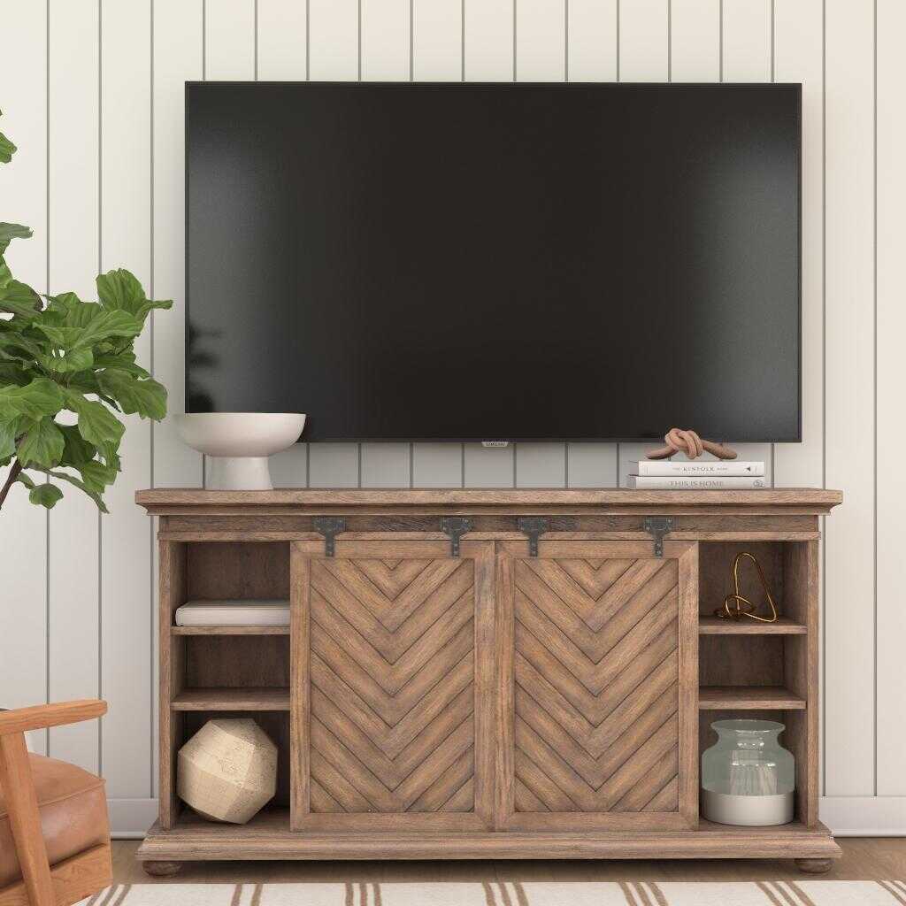 Primalia Barn Door Media Console - Light Brown by Uttermost - View 2
