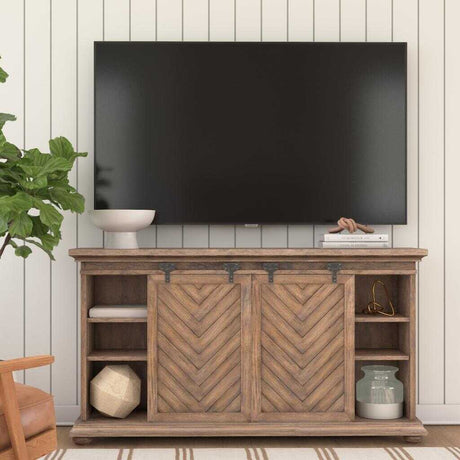 Primalia Barn Door Media Console - Light Brown by Uttermost - View 2