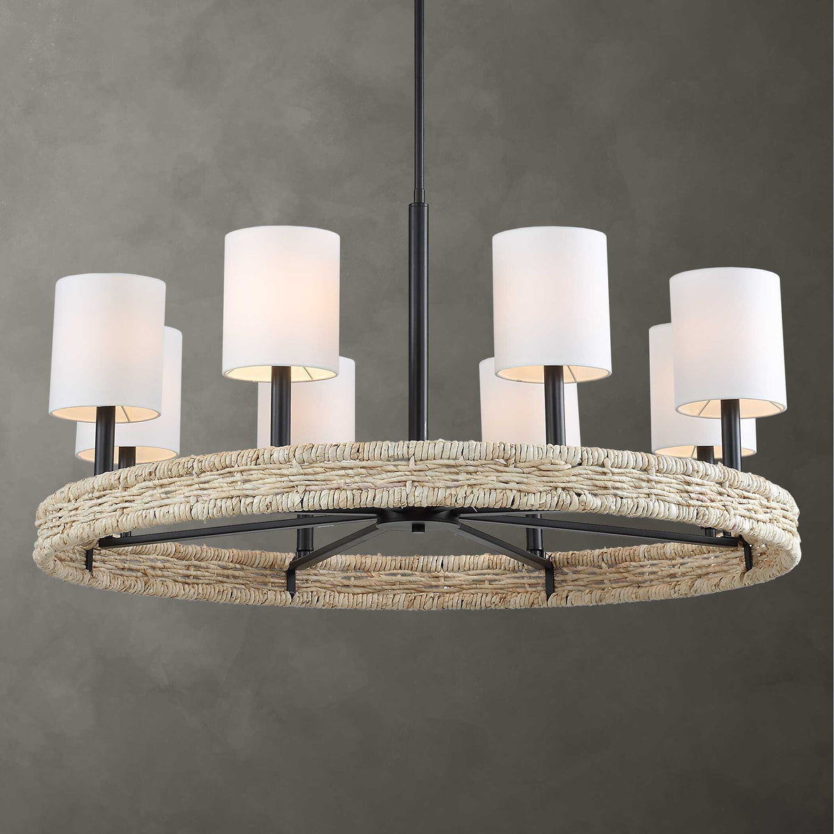 Faiyam 8 Light Rattan Chandelier - Black by Uttermost - View 2